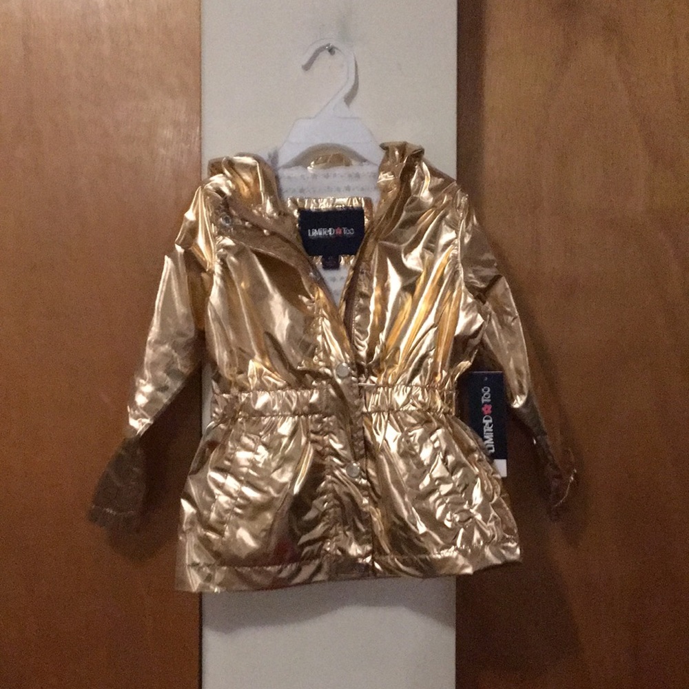 💖NWT Limited Too Rose Gold Metallic Raincoat - Picture 2 of 11